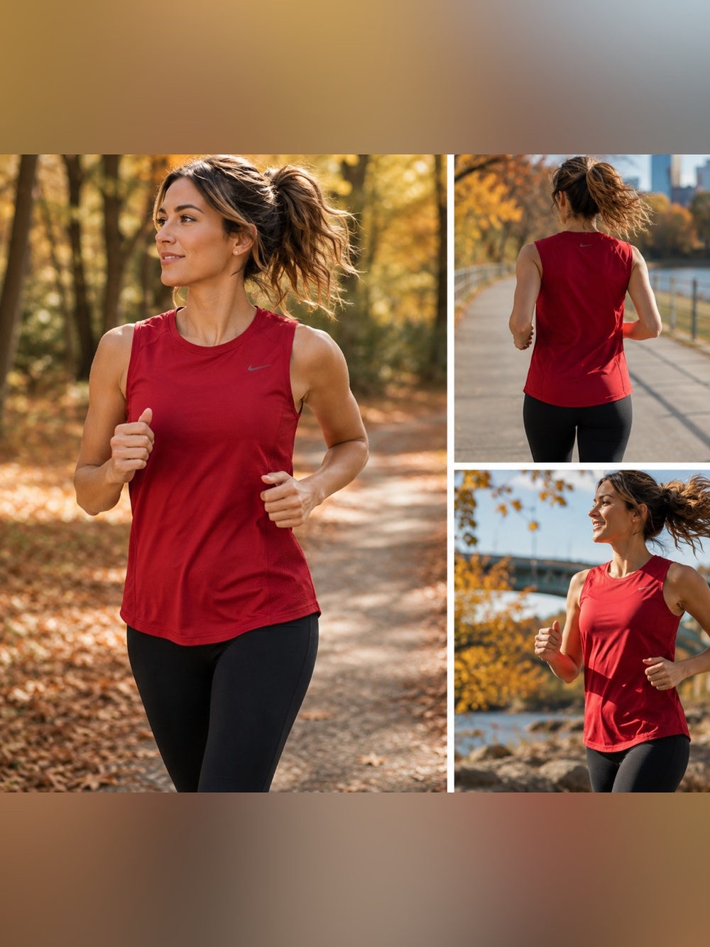 Nike Fit Dry Running Tank Top Red Mesh Sleeveless Athletic Shirt M